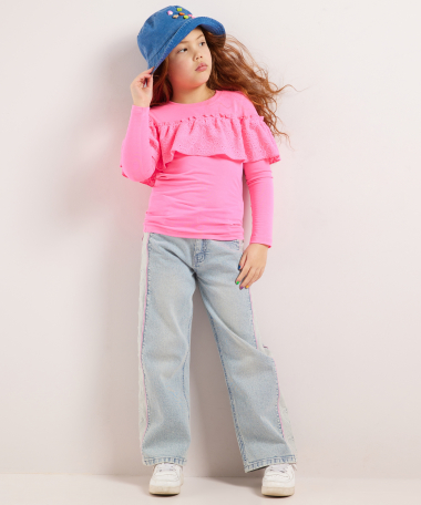 top met broidery ruffle