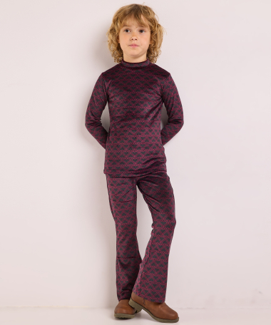 velvet top met print
