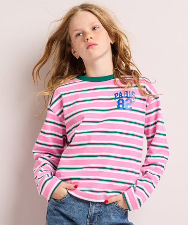 top met strepen en print