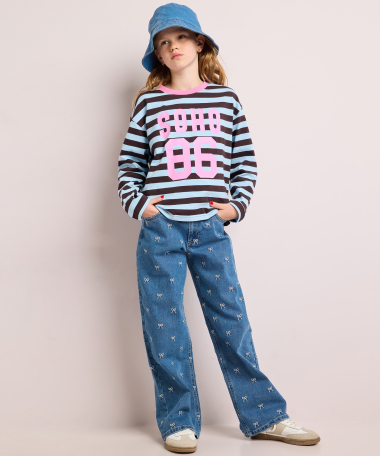 top met strepen en print