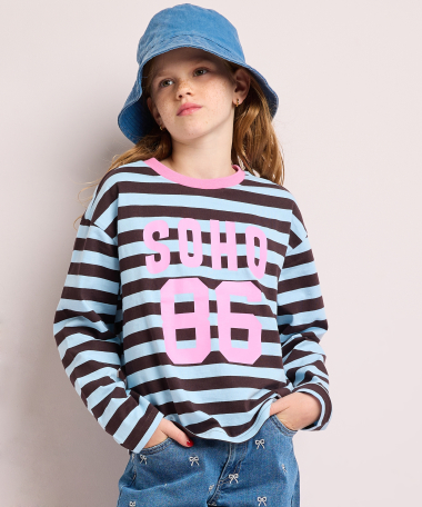 top met strepen en print