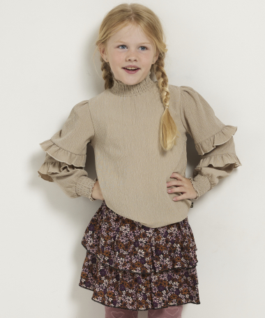 blouse met gesmockte boorden