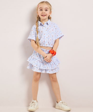 crinkle korte blouse all-over print