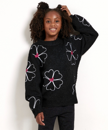 boucle trui met bloemendessin