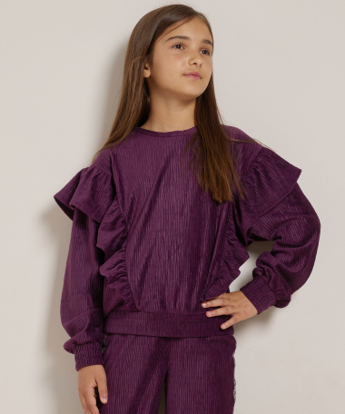 velvet trui met grote ruches