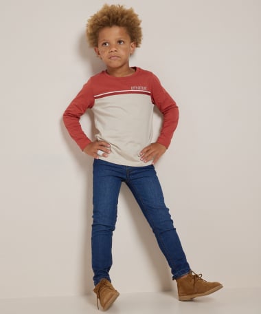 kleurblok top met witte naad
