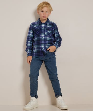 fleece overshirt met knopen