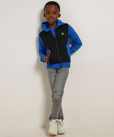 contrast vest met capuchon