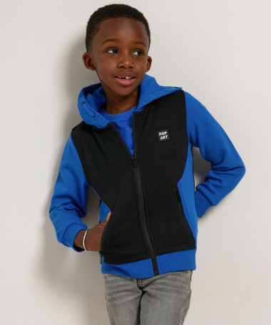 contrast vest met capuchon
