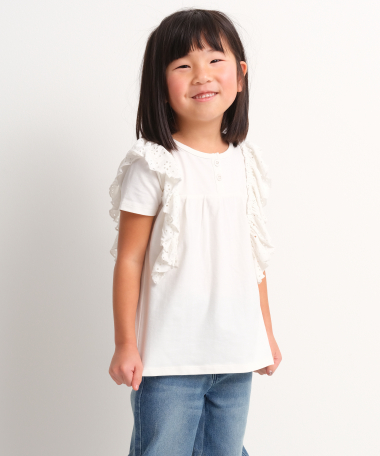 t-shirt met knoopjes en ruche