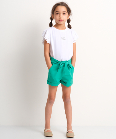 t-shirt met broderie mouw