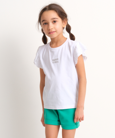 t-shirt met broderie mouw