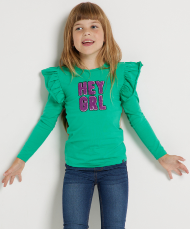 ruche top met fancy opdruk