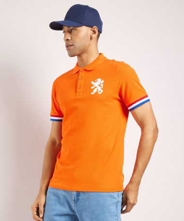 oranje polo met borstprint