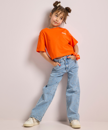 oranje t-shirt kort met print