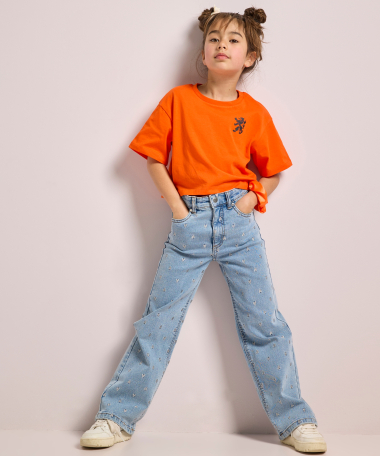 oranje t-shirt kort met print