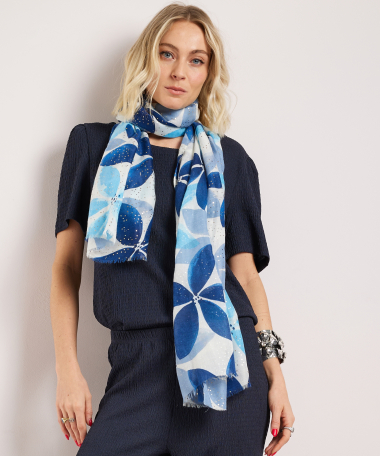 sjaal met bloemenprint en glitter