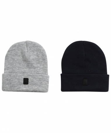2-pack fijngebreide beanie muts