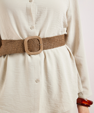 bruine riem met vierkante gesp 