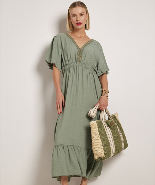 uni viscose jurk lang