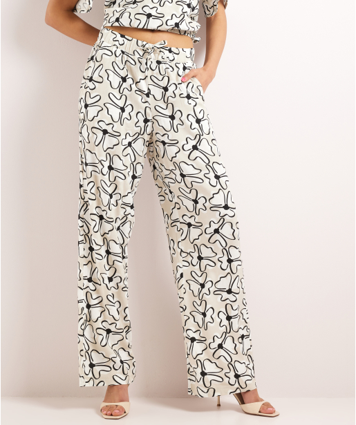 wide fit broek met all-over print
