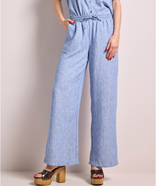 linnenlook wide fit broek