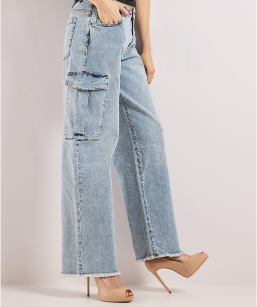 wide fit stretch jeans cargo