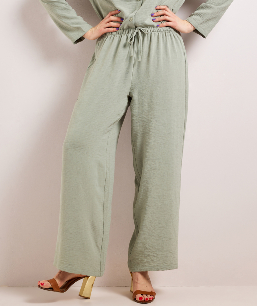 wide fit broek uni met koordje