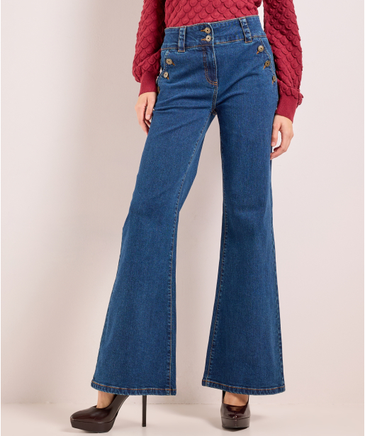 wide fit twill jeans knopen