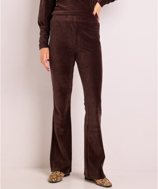 rib velvet flared fit broek