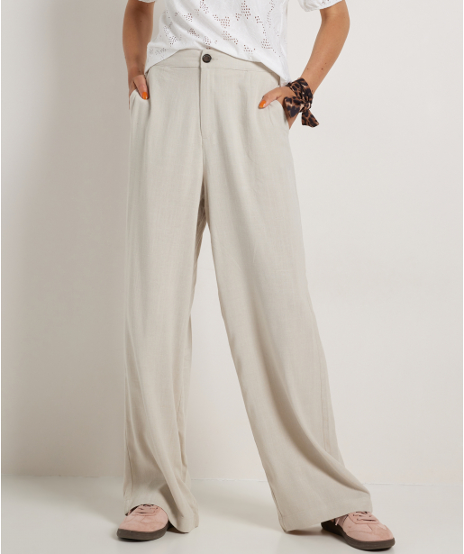 linnenlook wide fit broek