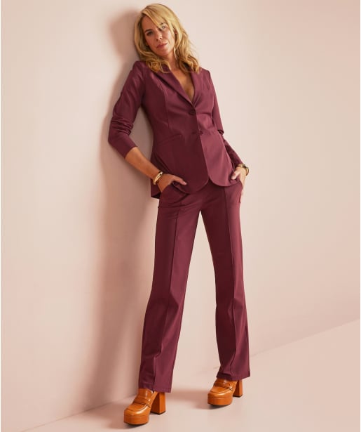 wide fit broek travelstof met naad