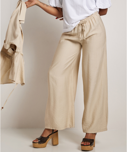 uni wide fit broek met strikje