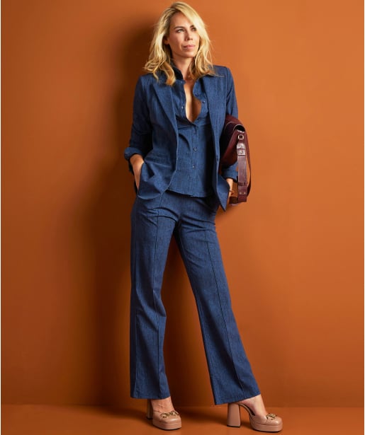 wide fit broek travelstof met naad