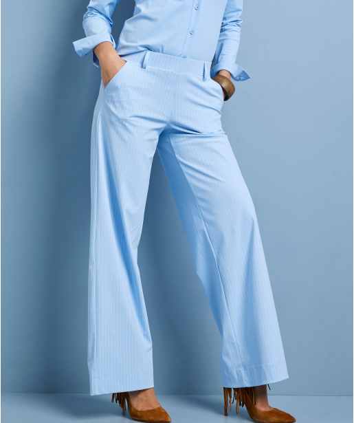 wide fit broek travelstof pinstripe