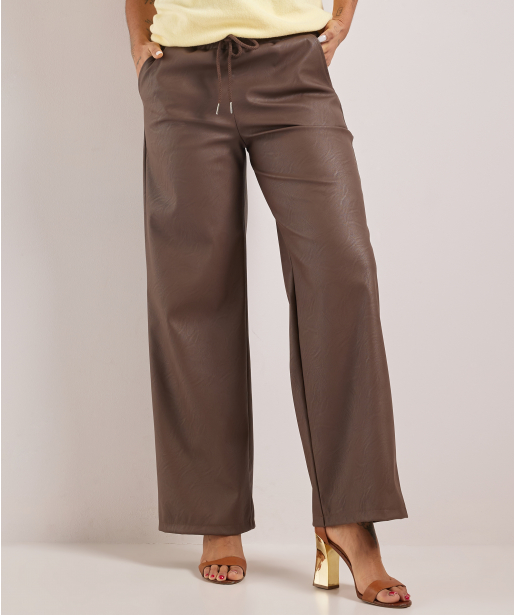 wide fit broek lederlook