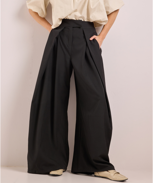 wijde pantalon met plooien