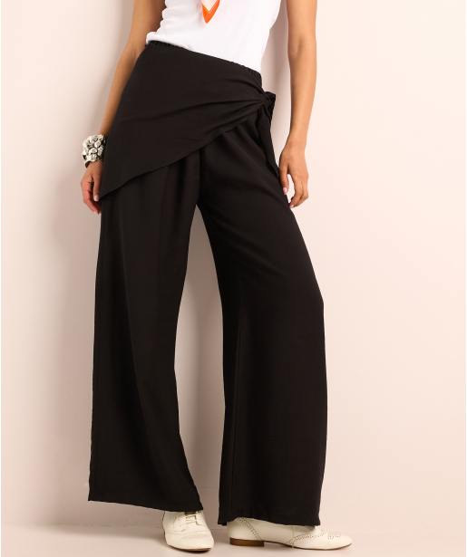 wide fit pantalon met overslag