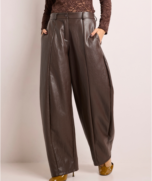 balloon fit broek lederlook