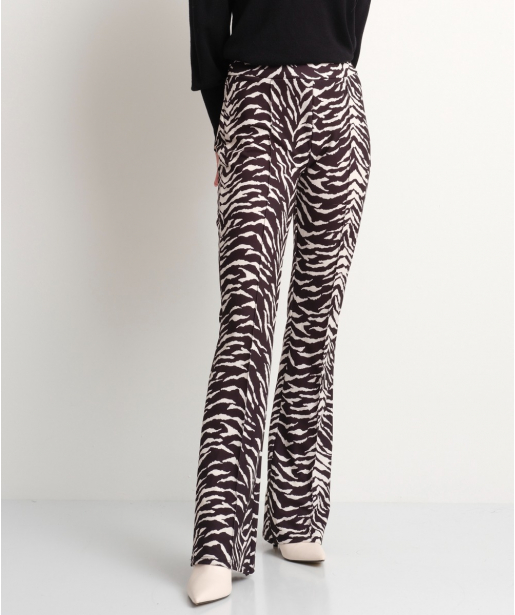 Flared fit broek met zebraprint