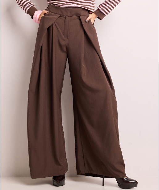 wijde pantalon met plooien