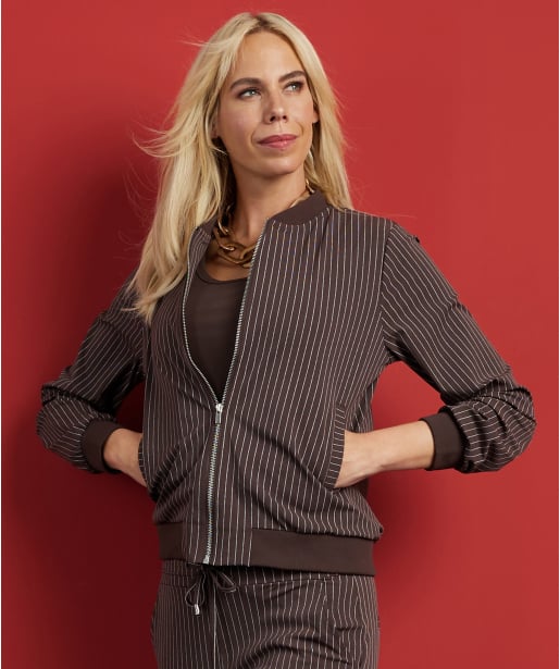 travelstof bomber jasje pinstripe