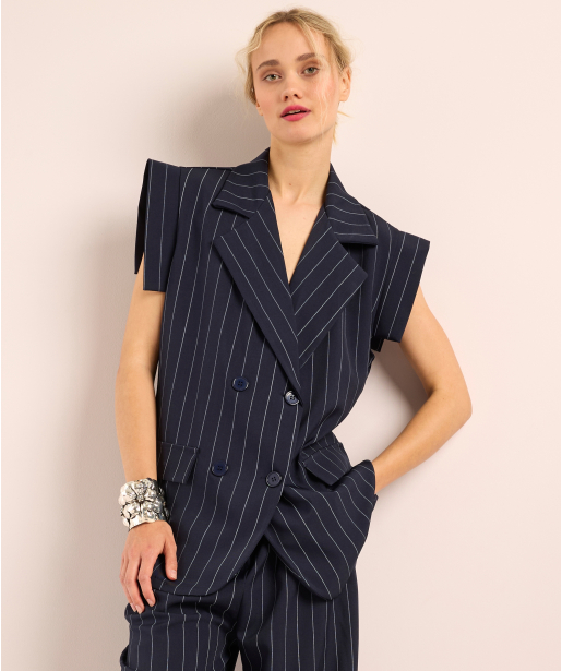 mouwloze blazer met strepen
