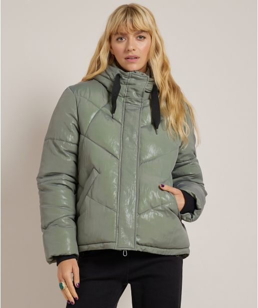 groene ski jas met glans