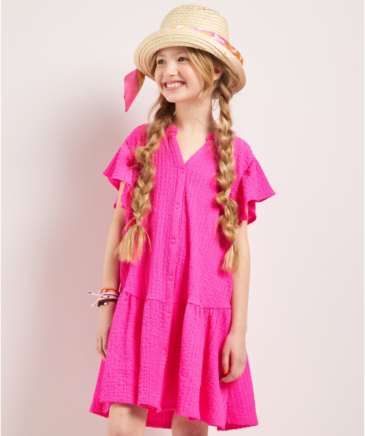 crinkle jurkje met knoopsluiting