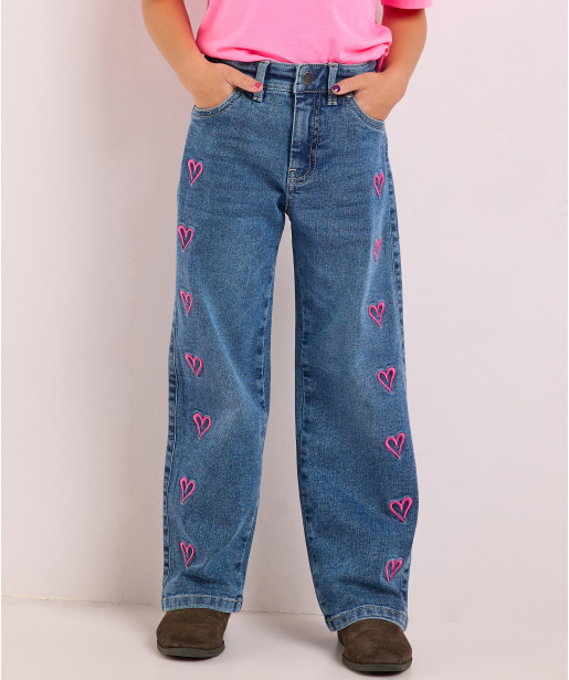 wide fit jeans met hartjes