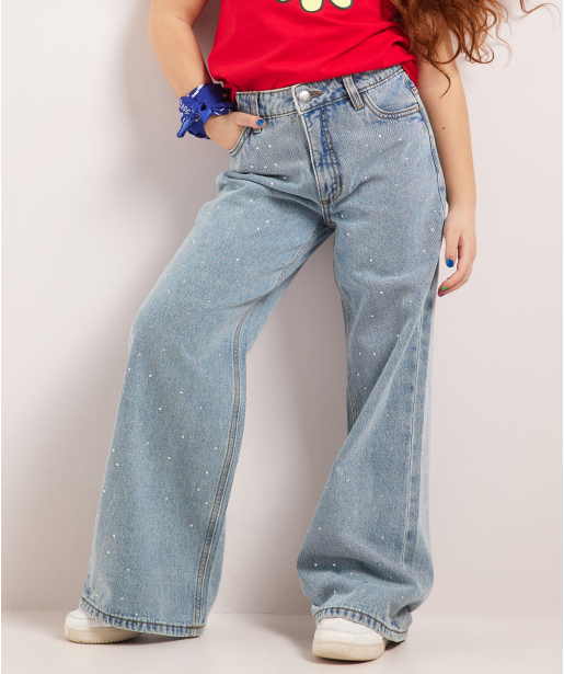 wide fit jeans met glitters