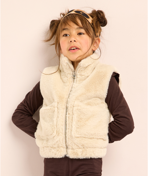 faux fur gilet met rits
