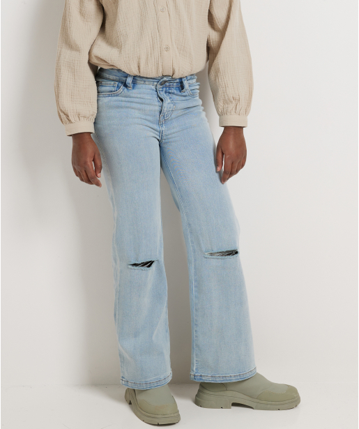 wide fit stretch jeans scheur