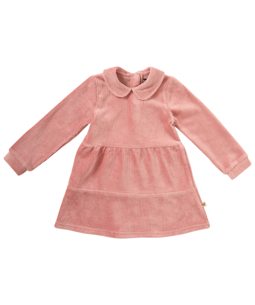 rib velvet jurkje met kraag